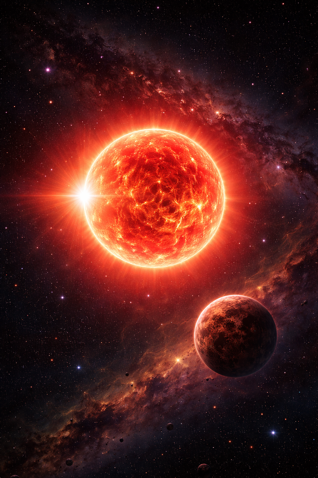 Poster over sterren en de Melkweg (Nederlandstalig) met grote letters.