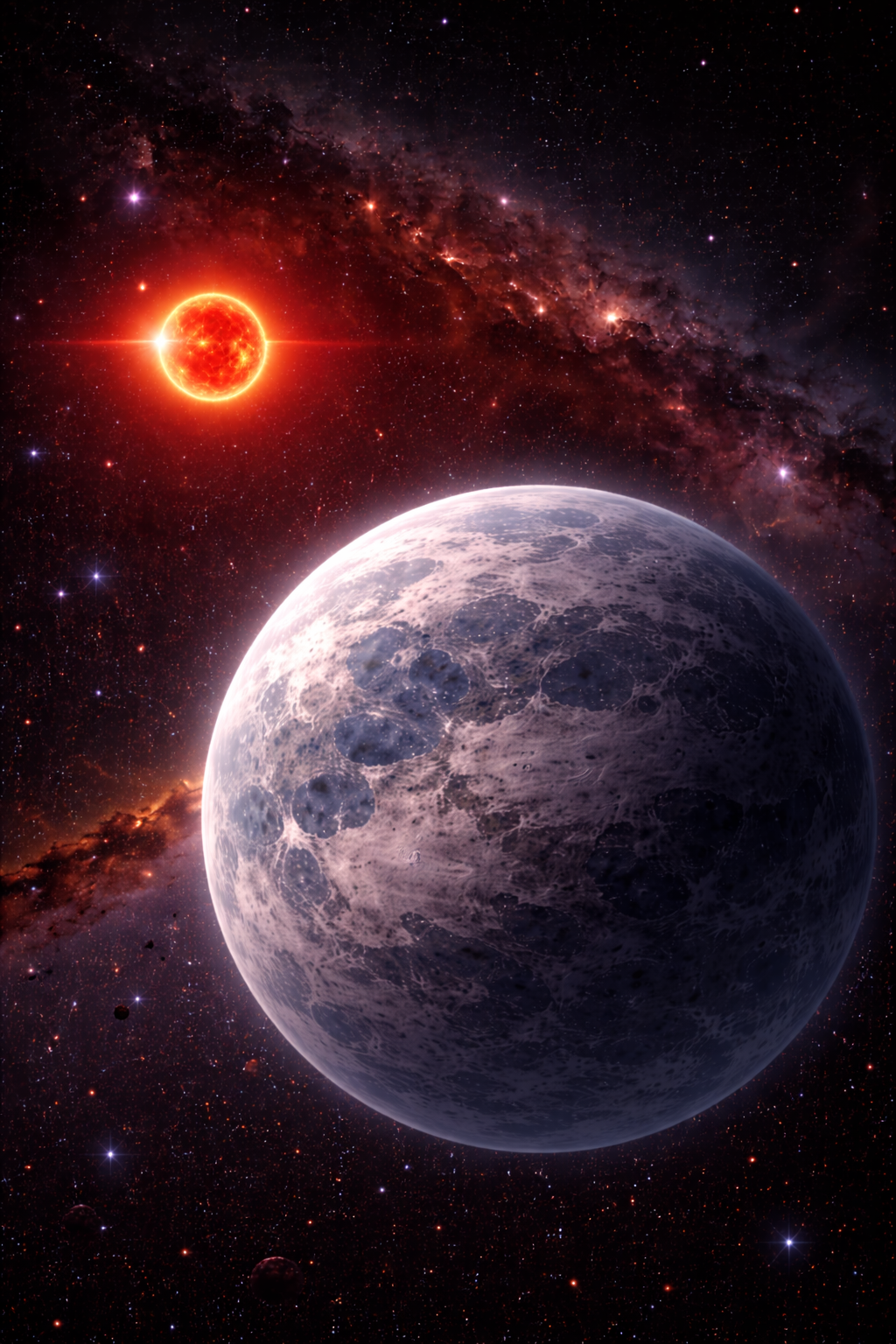 Poster over sterren en de Melkweg (Nederlandstalig) met grote letters.