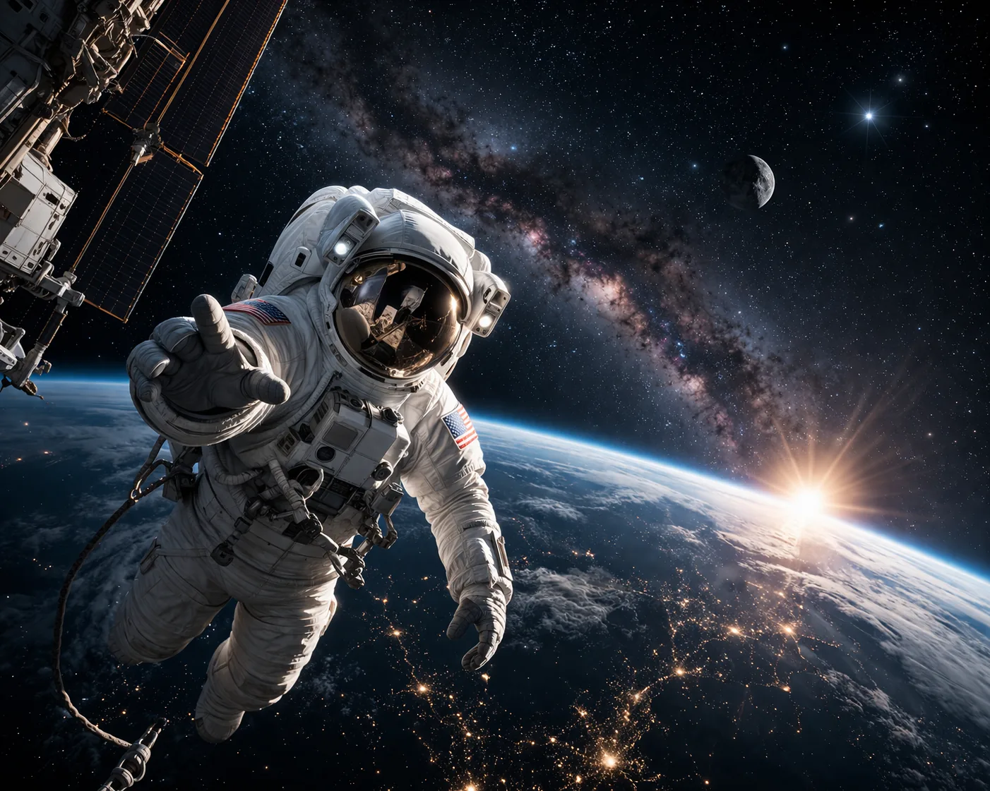 Astronaut boven aarde