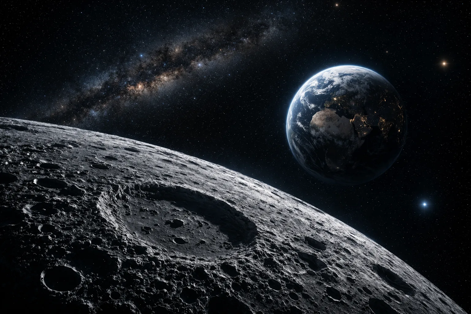 Buitenaards maanlandschap met aarde