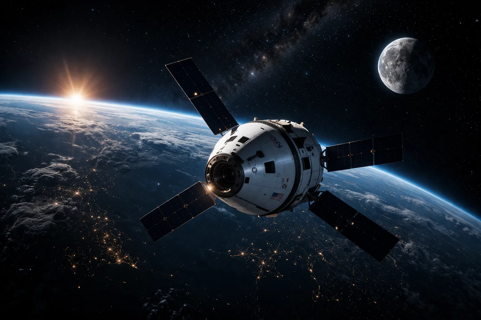 Ruimtecapsule in baan rond de aarde