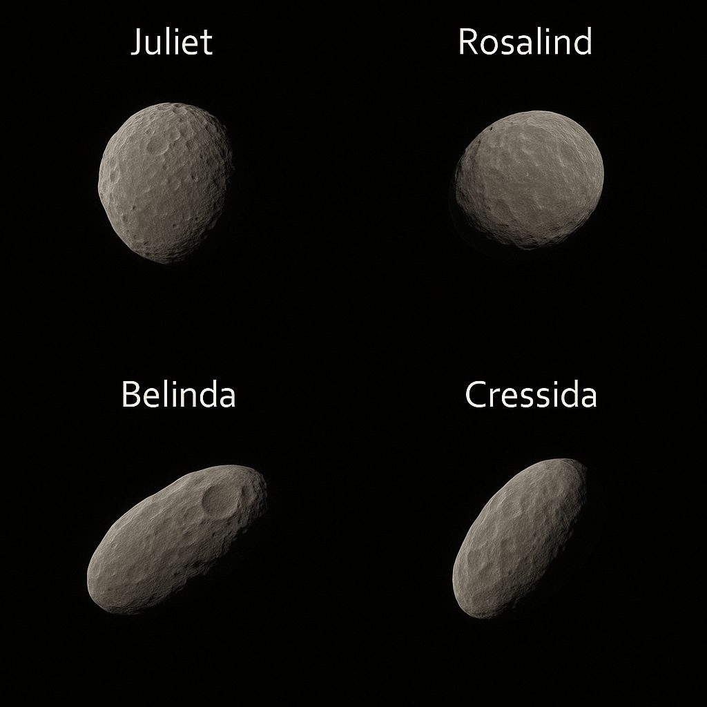 Overzicht van manen van Uranus