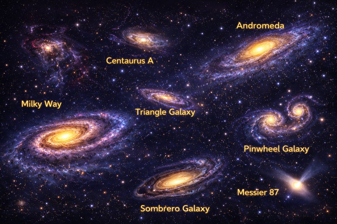 Gelabelde sterrenstelsels kaart I