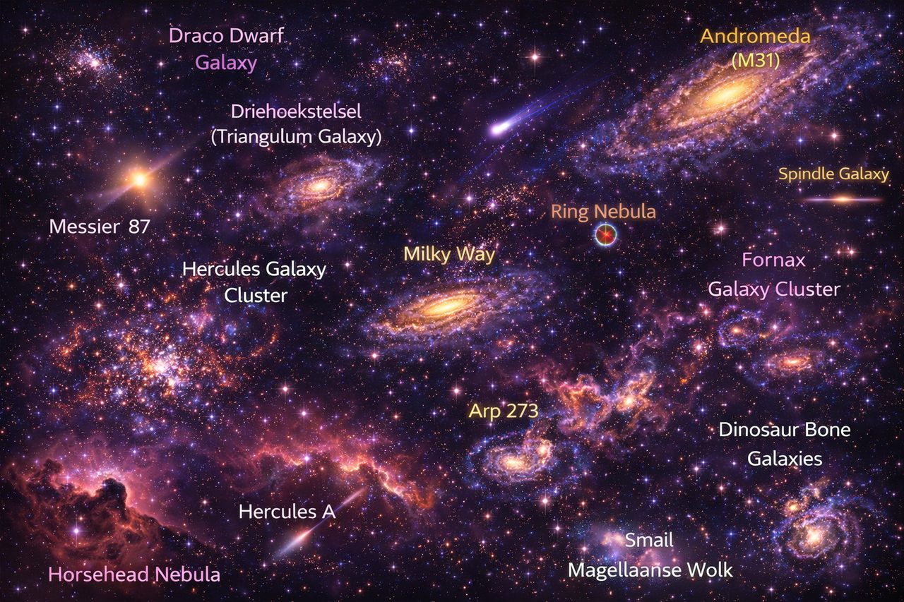 Sterrenstelsels, nevels en clusters
