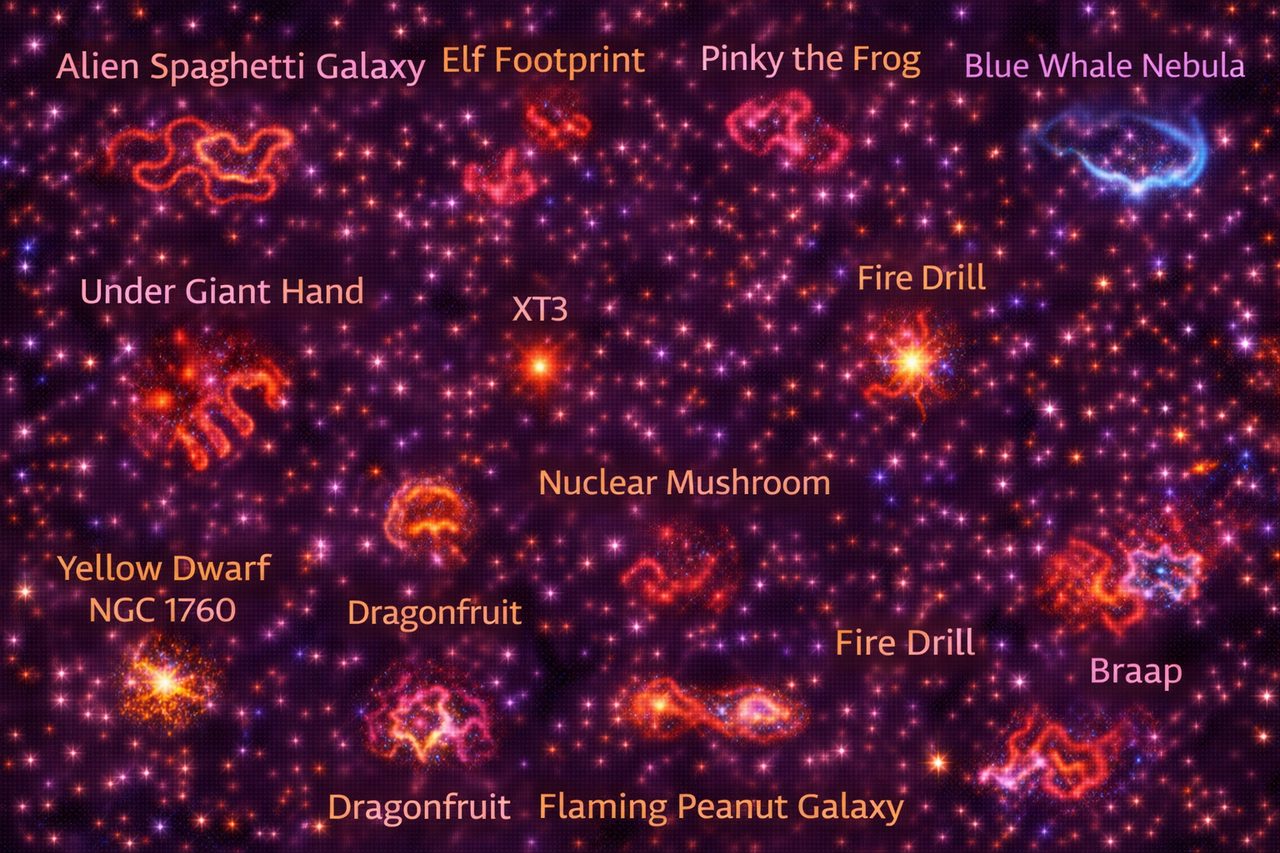 Alien spaghetti en vuurvormen