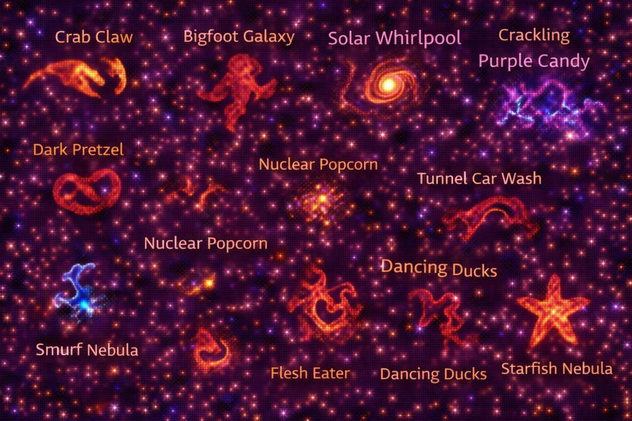 Krabklauw, bigfoot en stervormige figuren