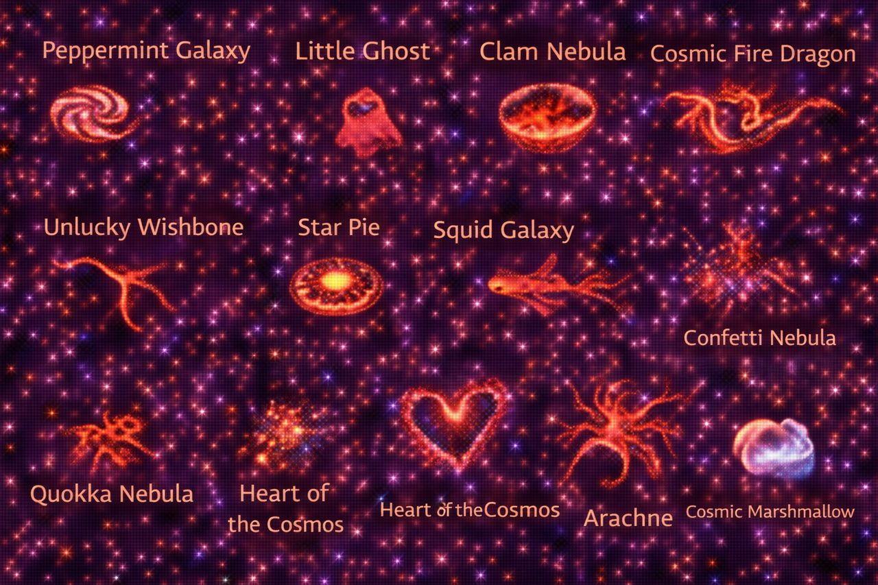 Pepermuntstelsel en hart van de kosmos