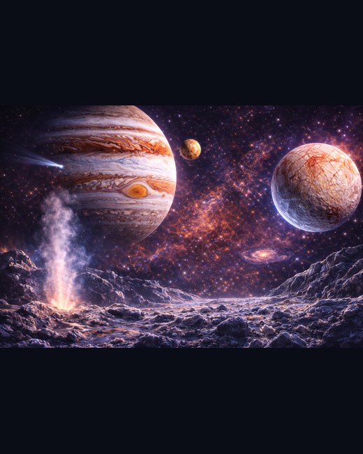 Uitzicht op Jupiter vanaf een maan