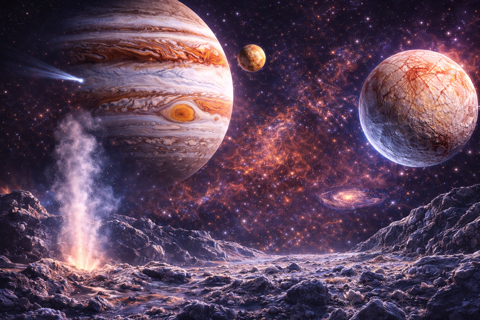 Uitzicht op Jupiter vanaf een maan