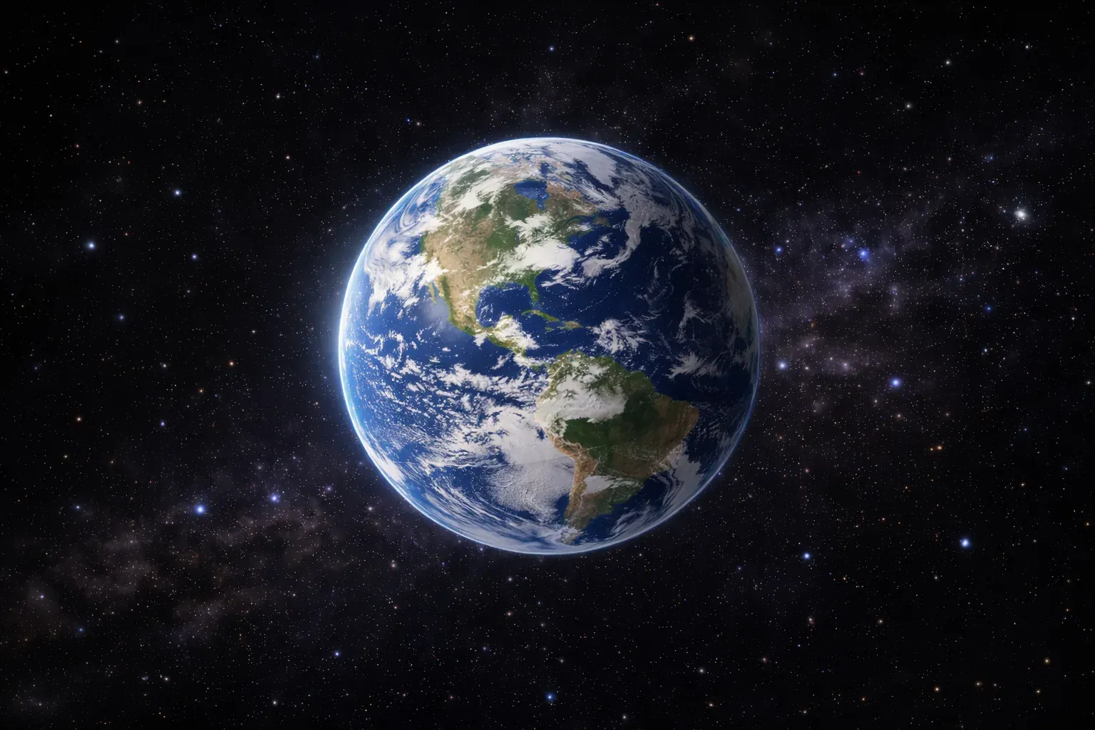 Aarde als blauwe wereld in de ruimte