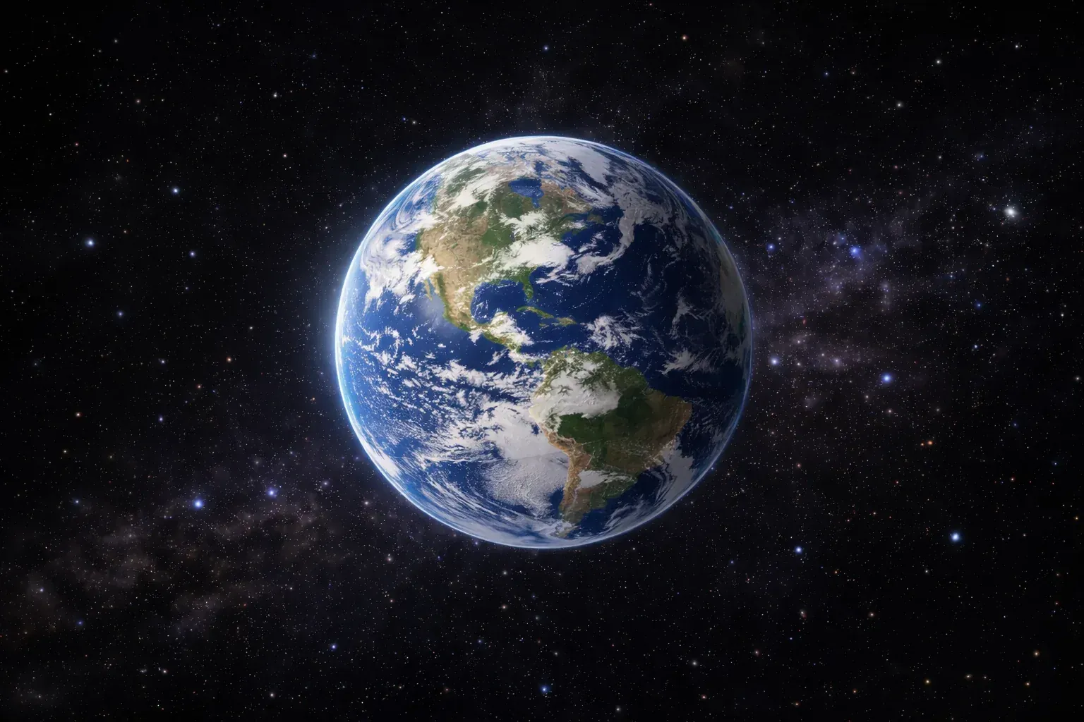 Aarde van dichtbij met oceanen, wolken en continenten