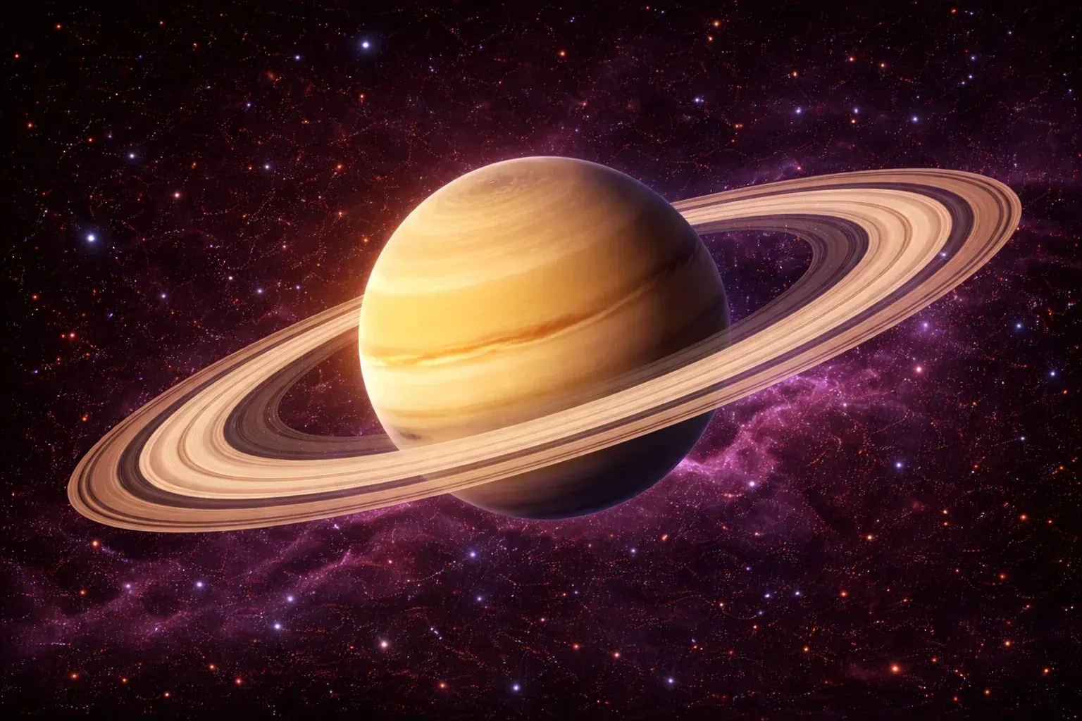 Saturnus met grote ringen in de ruimte